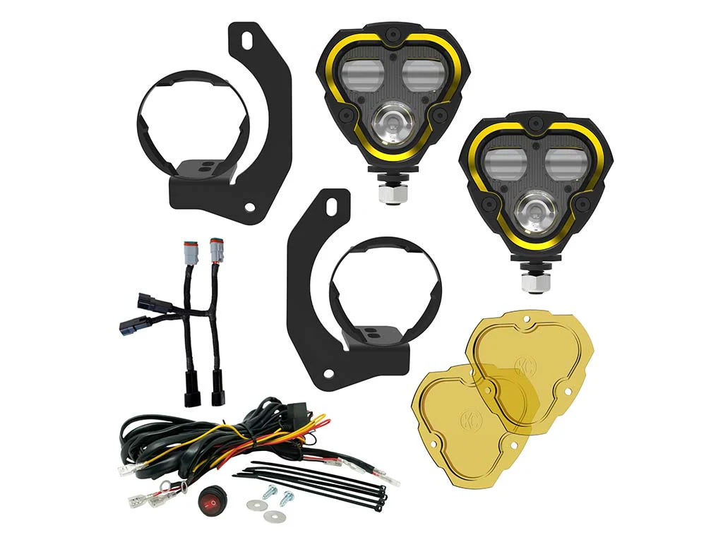 KC Hilites FLEX ERA® 3 Dual Mode SAE Fog Lights - 2-Light Master Kit - Jeep JK/JL/JT Steel Bumpers