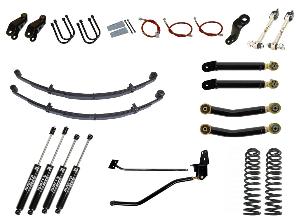 Rusty's XJ Cherokee 6.5" Spring Pack Kit With 4.5" Rear Leaf Springs And 1.5" Extended Shackles - Image 3
