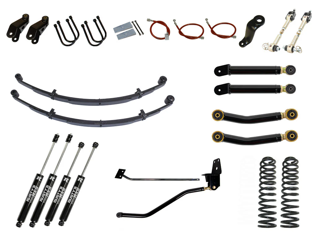 Rusty's XJ Cherokee 6.5" Spring Pack Kit With 4.5" Rear Leaf Springs And 1.5" Extended Shackles - Image 4